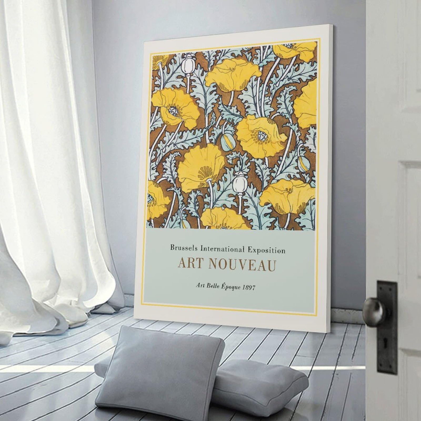 Junmoney Hanging Wall Art Brussels International Exposition Art Nouveau, 20x30inch(50x75cm), for Wall Displays, Bedrooms Or Room Updates, Wall Decor Suited to Curated Displays