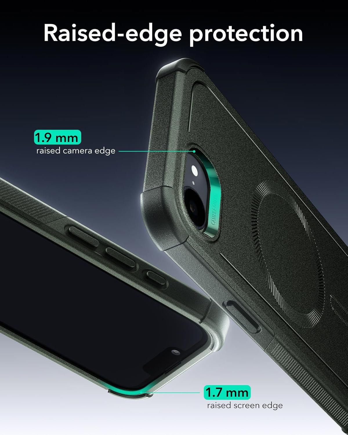 ESR for iPhone 17e/iPhone 16e Case, 7X Military-Grade Drop Protection, MagSafe Accessories Compatible, Shock-Absorbing Rugged Cover, Cyber Series, Army Green