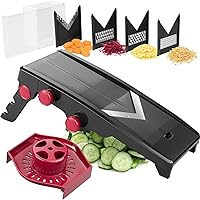 Mueller Mandoline Slicer Adjustable Vegetable Chopper Fruit Cheese Grater Potato Slicer 5 Blades Black