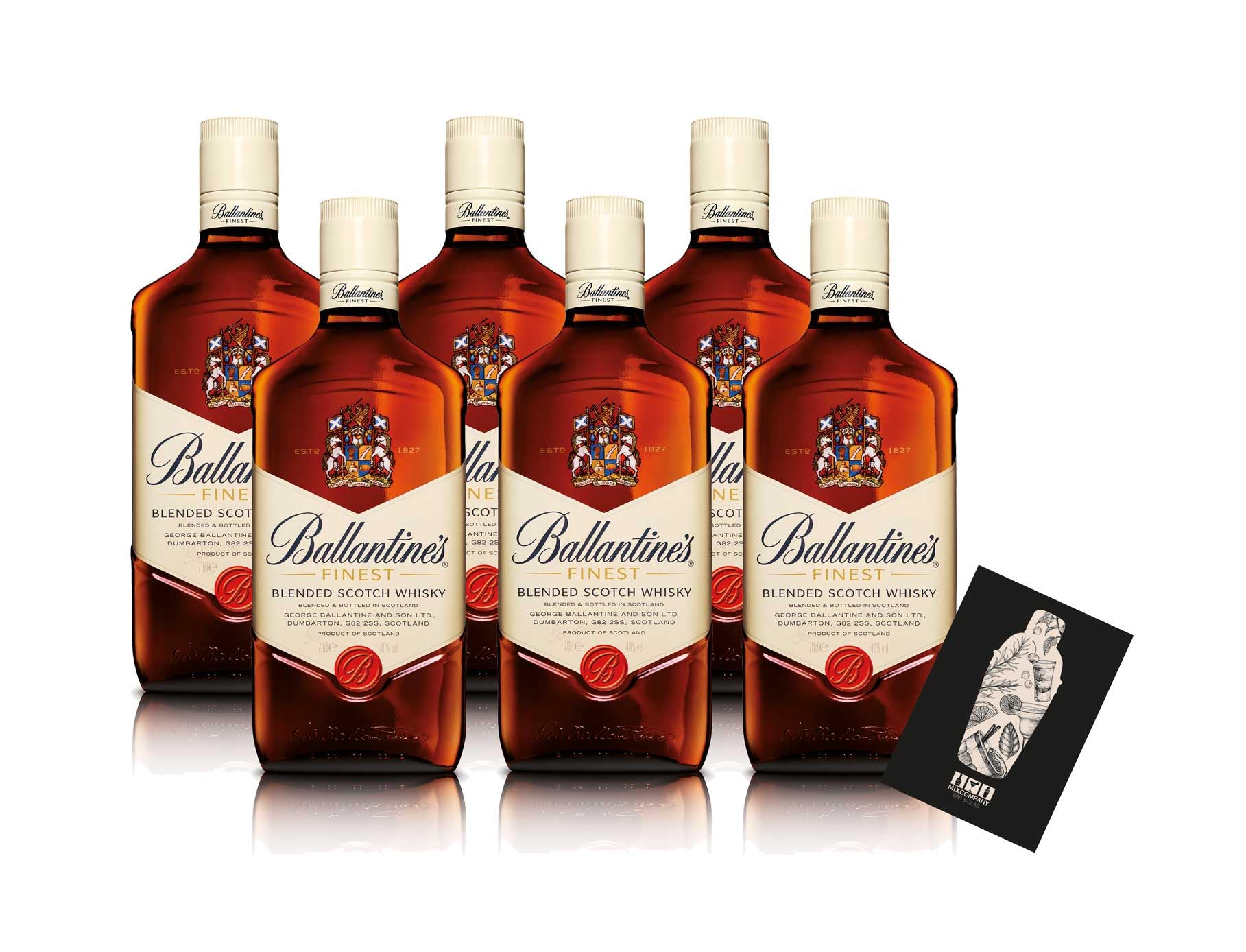 Ballantines 6er Set finest blended Scotch Whisky 6x 0,7L (40% Vol) Product of Scotland- [Enthält Sulfite]