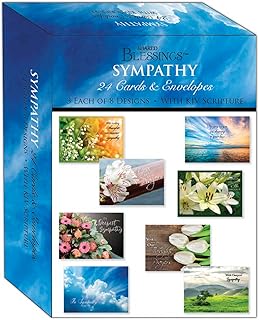 Sympathy Cards - 24 Religious Bereavement Cards with King James Version Scripture - Faith Based Condolence Cards with Envelopes - Assorted Designs