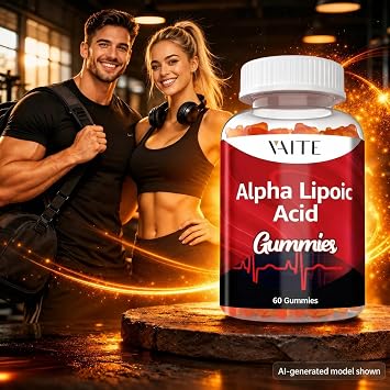 VAITE Alpha Lipoic Acid Gummies 1000mg, ALA Supplement for Brain & Nerve Support, Antioxidant, Energy Non-GMO, Vegan, Gluten-Free 60 Chewables for Vitality and Comfort for Men & Women