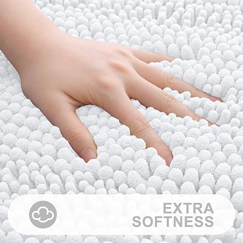 Miniatura 3 de Grandaily - Alfombra de baño de felpilla a rayas, extragruesa y absorbente, suave, antideslizante, con fibras largas, lavable a máquina, para