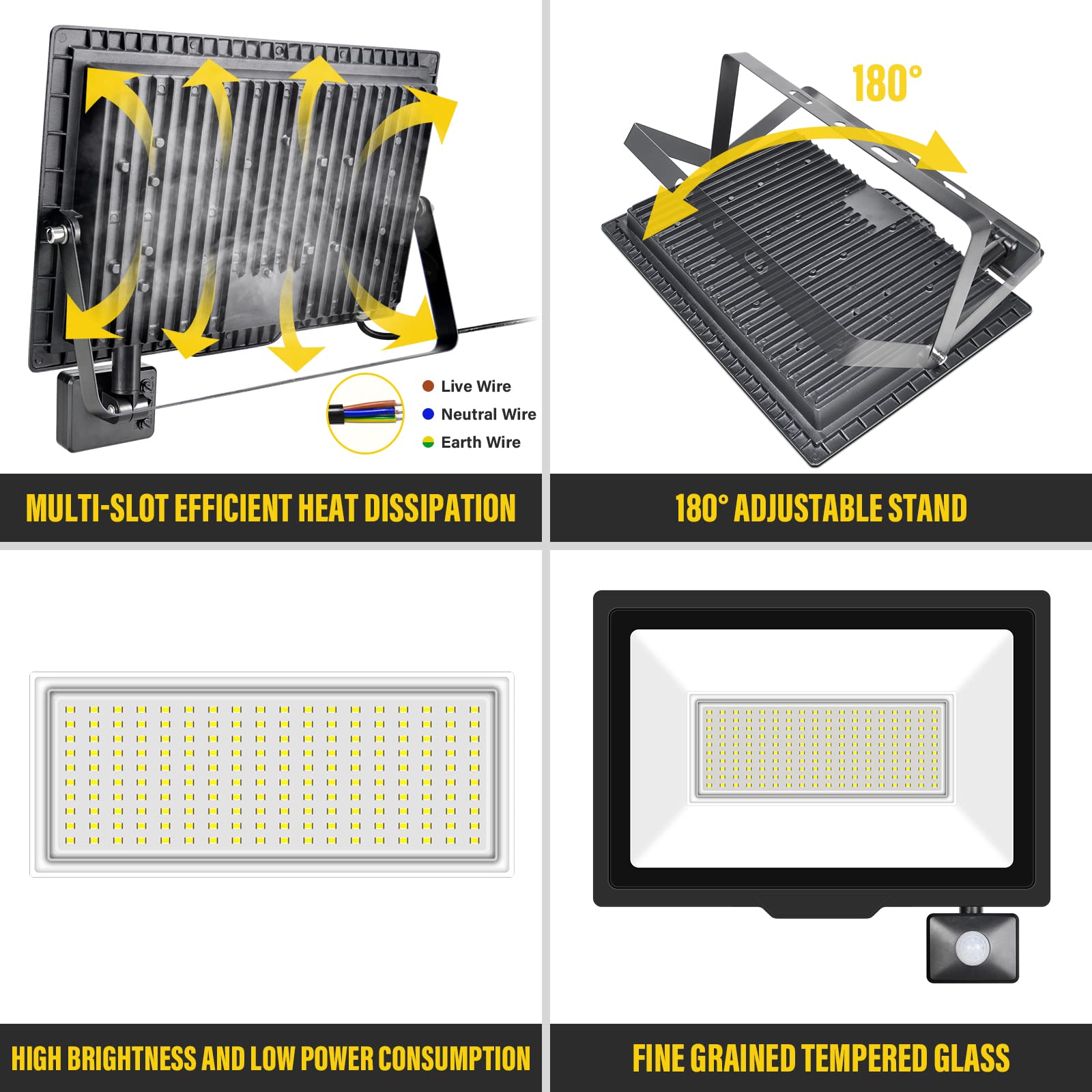 Luce LED Esterna 150W Con Sensore Di Movimento - 15000LM, Impermeabile IP66 Per Giardino, Cortile E Garage - Foto 10