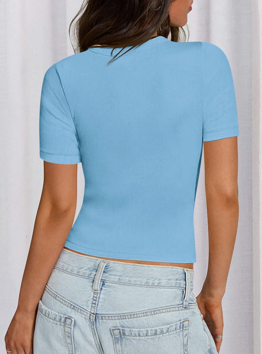 PRETTYGARDEN Women 2026 Summer Crew Neck Short Sleeve Tops Ribbed Knit Slim Fit Fashion Basic Tee Shirts Casual Going Out Top - Image 2