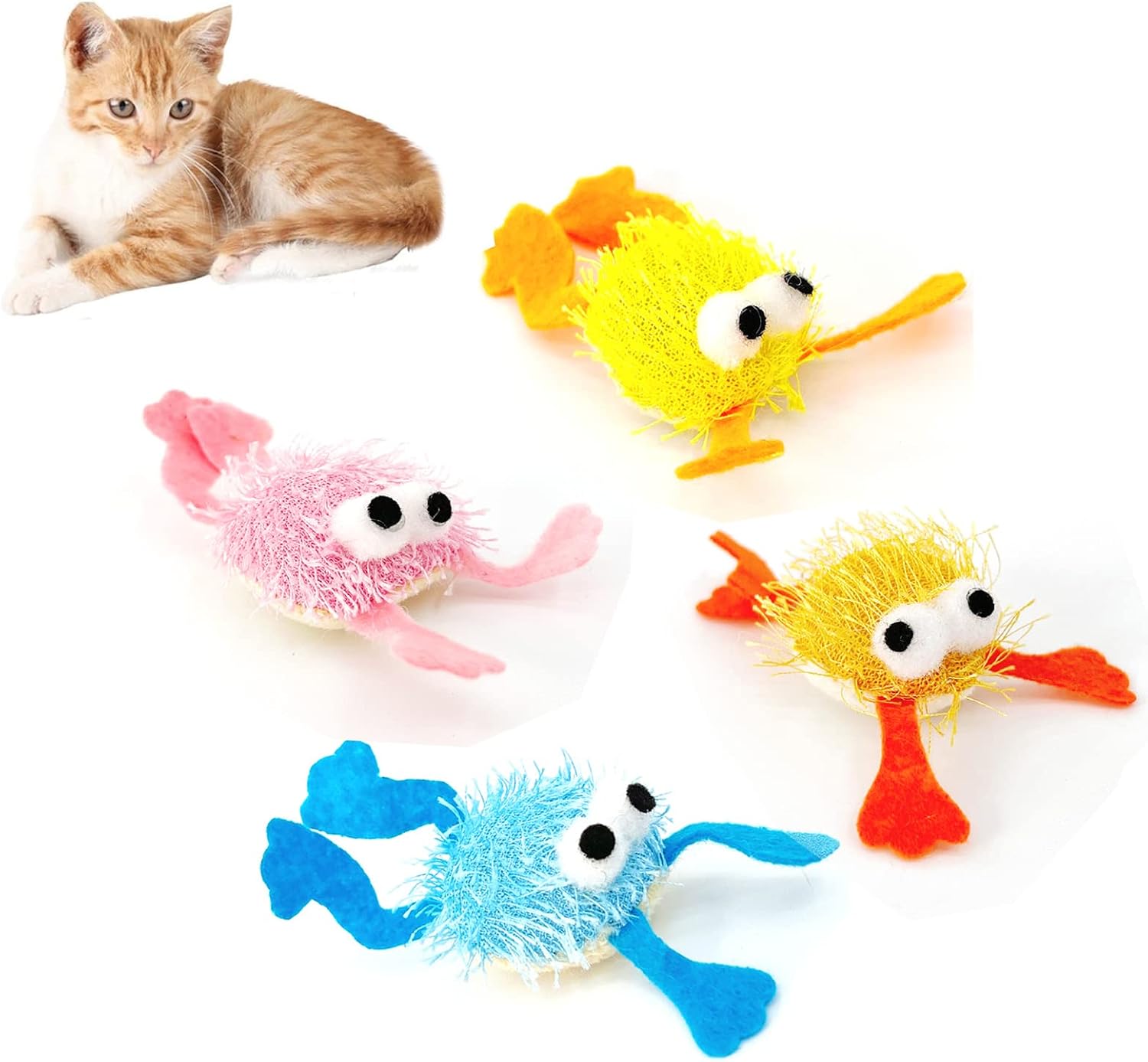 Cat Toys Pack, 4 PCS Fur Mice Cat Toys Cute Cat Kitten Entertaining Toys for Indoor Cats Kitten Interactive Play Fetch