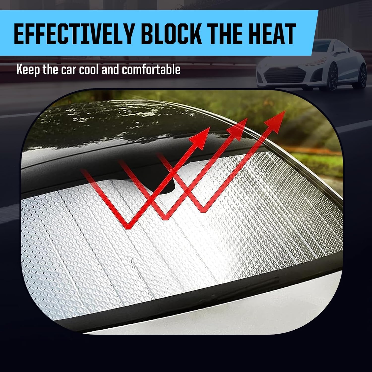 Pack-1 Universal Front Windshield Sun Protector, Shade, Heat Shield (Silver #51.1" x 23.6")