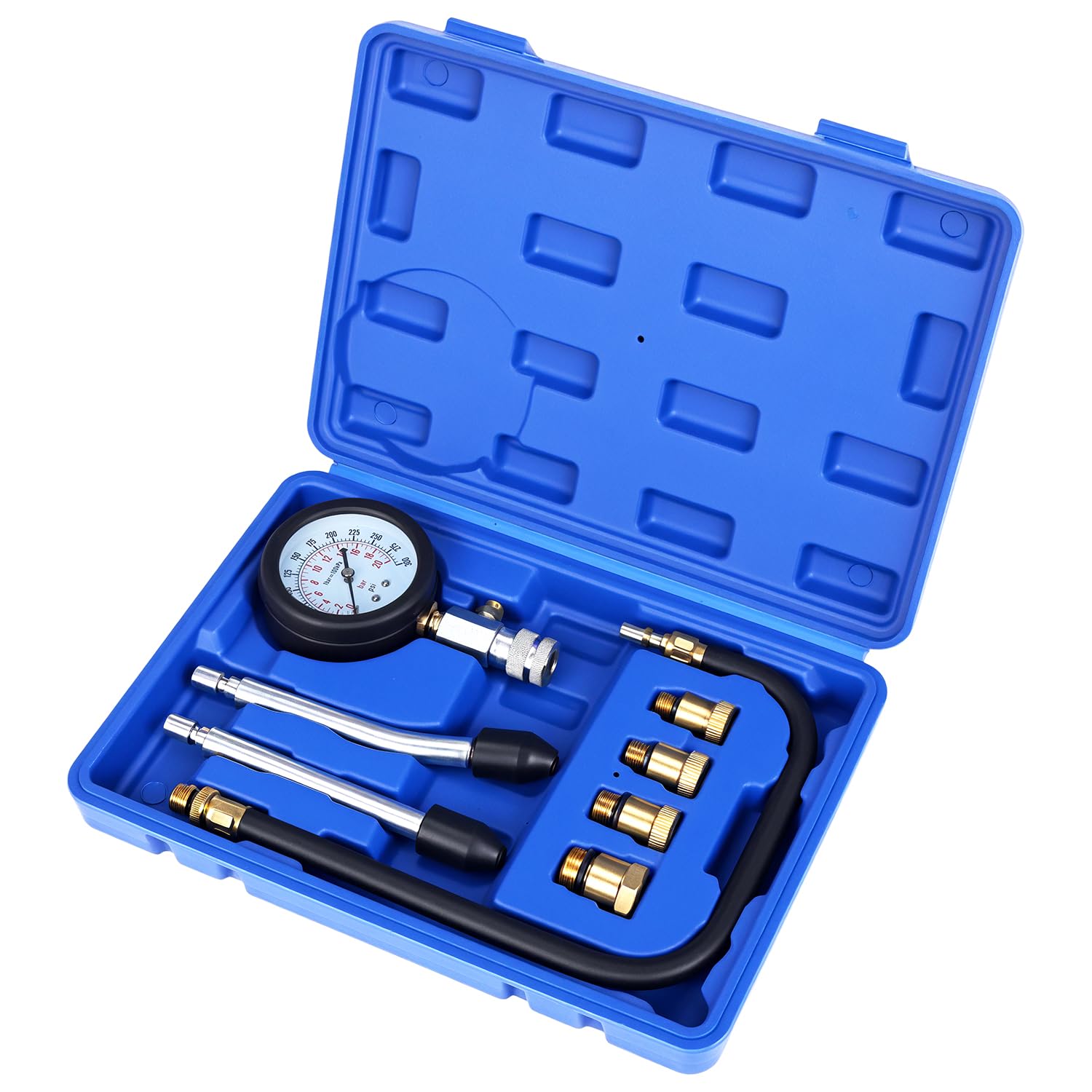QWORK® Kit de testeur de compression, ensemble d'outils de manomètre moteur, manomètre de compression, pour moto, voiture et plus