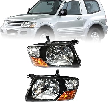Halogen Headlight Front Headlamps Fits for 2000-2006 Mitsubishi Pajero Montero # Replace Number MN133751, MN133752 Driver & Passenger Side