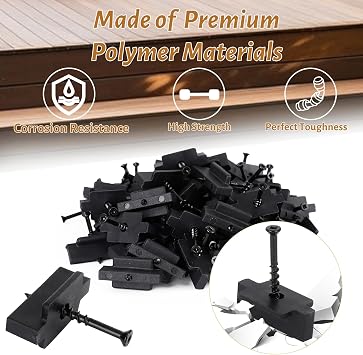 125PCS Hidden Fasteners Composite-Deck - Universal Nylon Composite Decking Fasteners T Clips