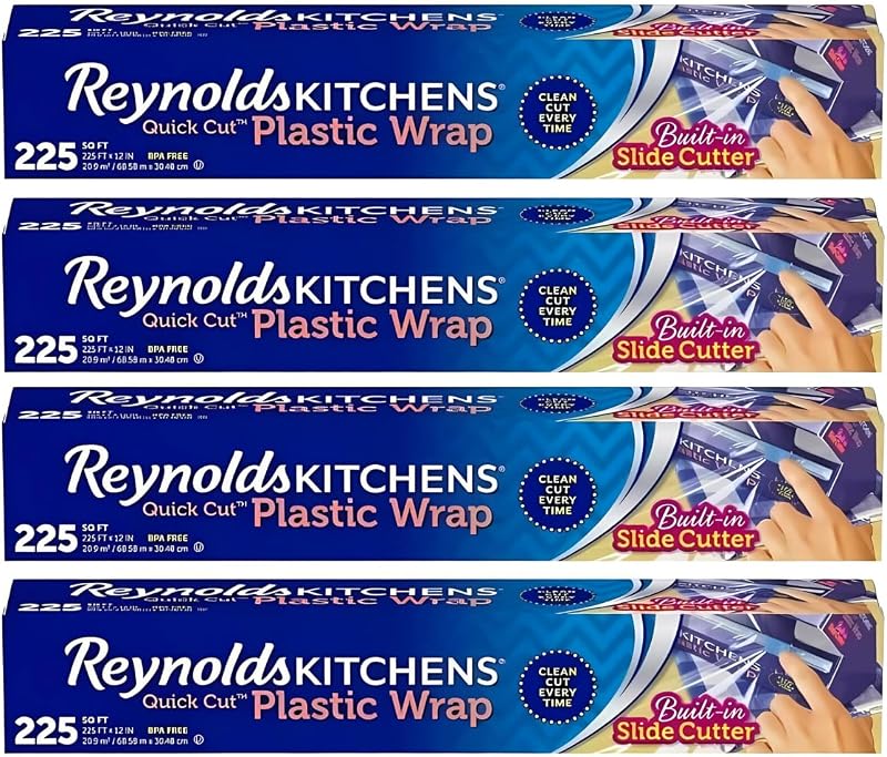 Reynolds Kitchens Envoltura de plástico de corte rápido, 225 pies cuadrados (paquete de 4)