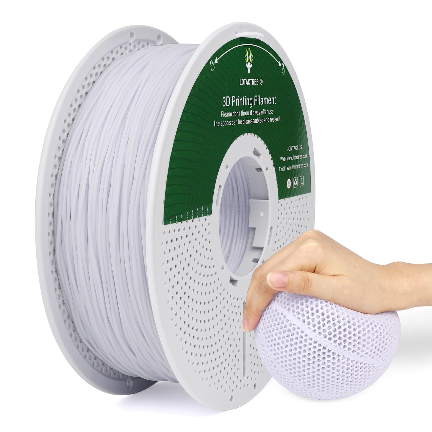 Amazon.com: LOTACTREE White TPU Filament 1.75mm, 95A Rubber-Like