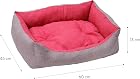 Foto di Baroni Home Cuccia per Cane in tessuto Grigio e Bordeaux Taglia S 45x60 cm, Morbido Divano Rettangolare, Comodo, per Camera da Letto Salotto Corridoio, Lavabile