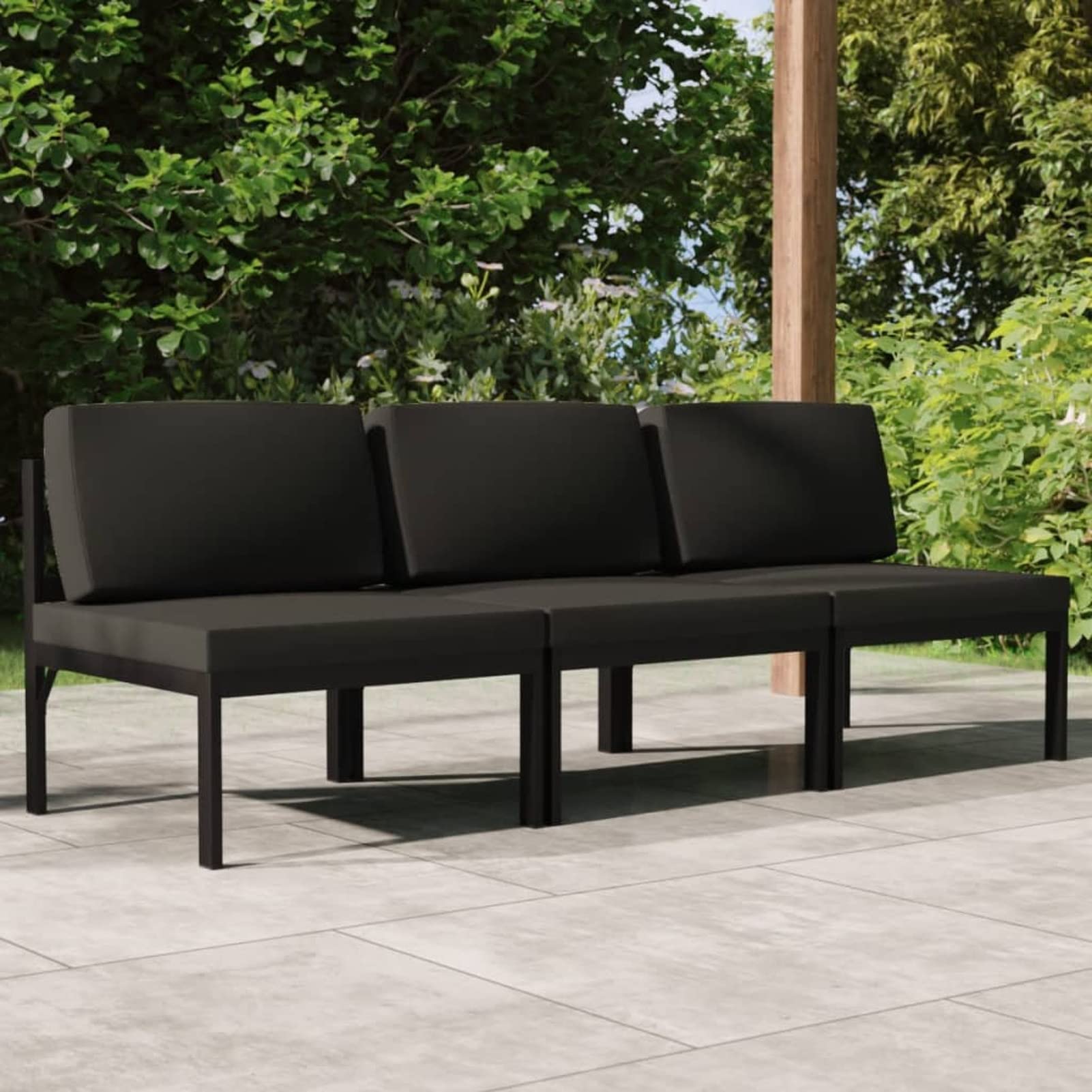 Sofá de jardín de 3 plazas con Cojines, Mobiliario Jardin, Conjunto De Terraza, Conjunto De Sofa Exterior, Muebles Jardin Exterior, Aluminio Gris Antracita