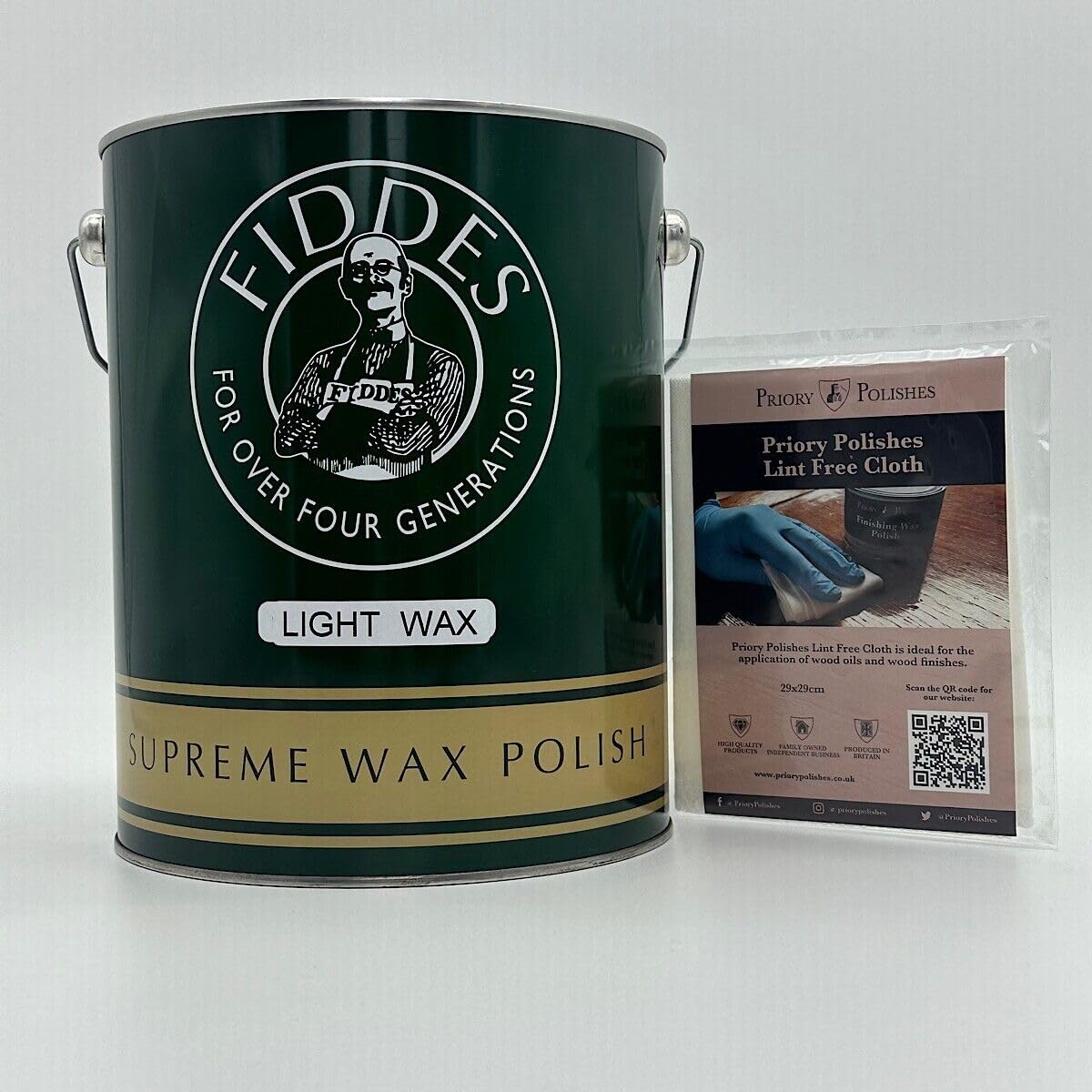 Priory Polishes Light Fiddes Supreme Wax Polish – 5 Litre + Free Lint Free Cloth