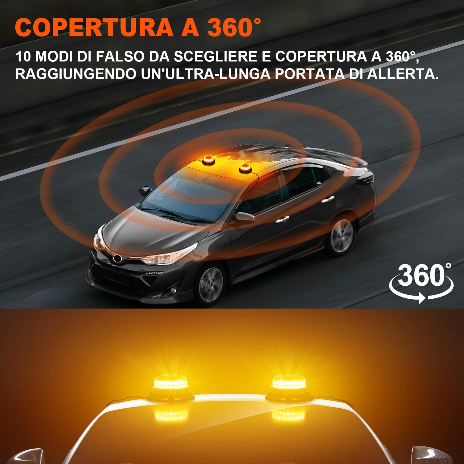 antom lampeggiante led 2 Pezzi, 9-60V lampeggiante trattore con Cavo da 3 Metri e Doppio Interruttore per Carrelli Elevatori, Trattori, Rimorchi, UTV, SUV - Ideale per Cantieri e Traffico Stradale