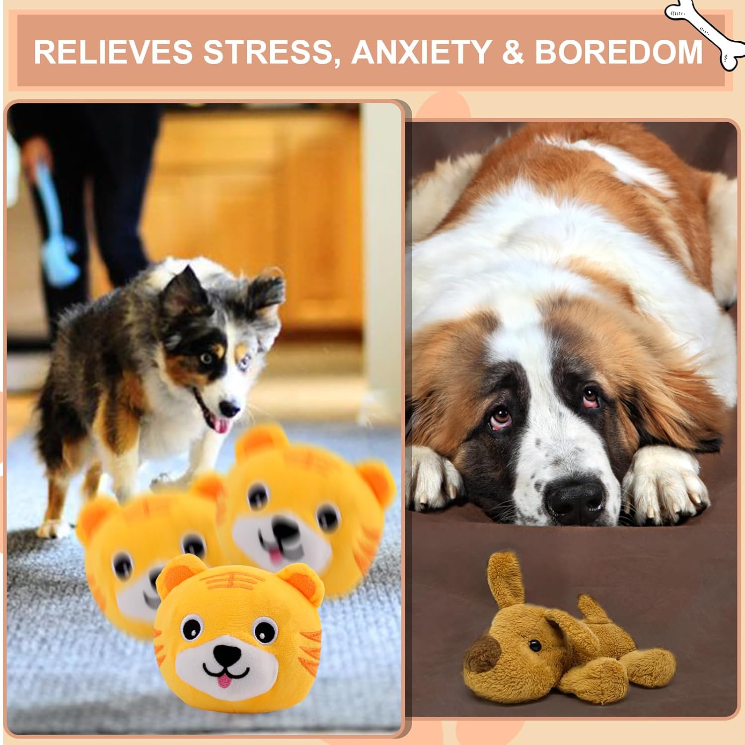 BABORUI Interactive Dog Toys Tiger, Jumping Squeaky Dog Toys with Recording and Music Modes, Rechargeable Moving Dog Chew Toys for Small/Medium/Large Dogs to Keep Them Busy(Tiger) - Image 4