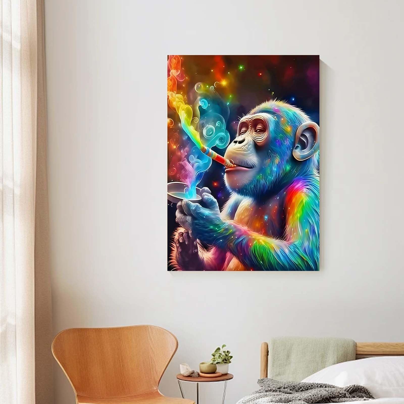 Qiukoo Framed Canvas Wall Art, Colourful Monkey Artwork, Waterproof Modern Print with Hook - Image 4