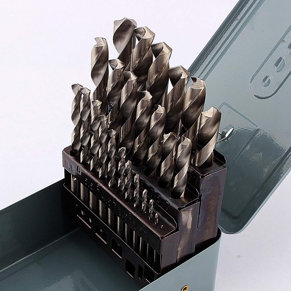 Juego de brocas - 25 piezas 1-13 mm HSS Twists Juego de brocas Herramienta de broca Destornillador Brocas de madera para taladrar en hierro Madera Bambú
