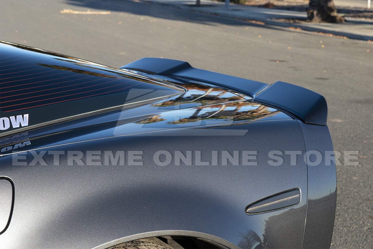 Replacement for 2005-2013 Chevrolet Corvette C6 All Models | ZR1 Extended Style Rear Trunk Lid Wing Spoiler (ABS Plastic - Glossy Black)