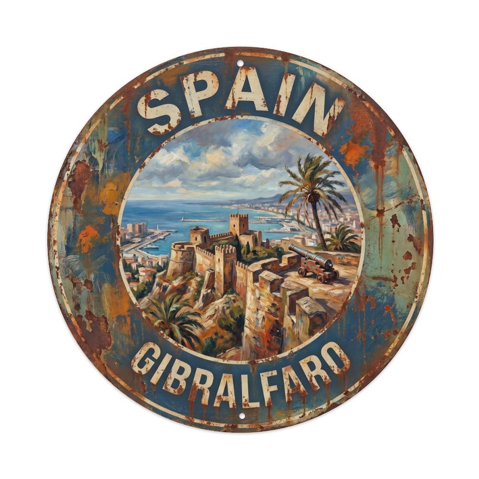 Malaga Gibralfaro Castle Spain Landmark Travel Metal Tin Sign