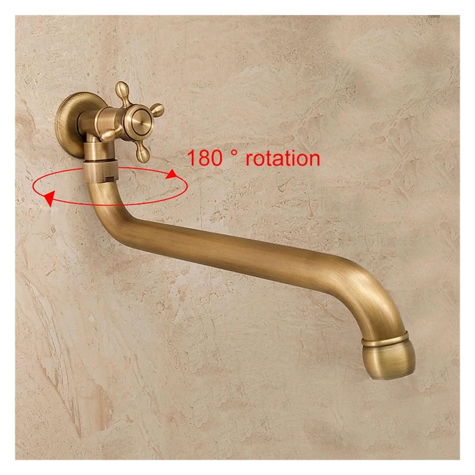 Grifo de cocina Grifo mezclador de cocina, Grifo de piscina con fregona for exteriores de pared de un solo Facuet frío, grifo de fregadero de cocina de pared de bronce Antqiue giratorio para cocina, b