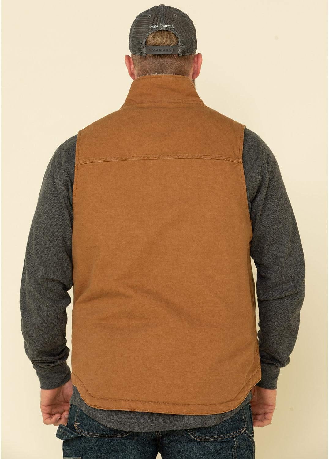 Carhartt Men's Loose Fit Washed Duck Sherpa-Lined Mock-Neck Vest - Image 3