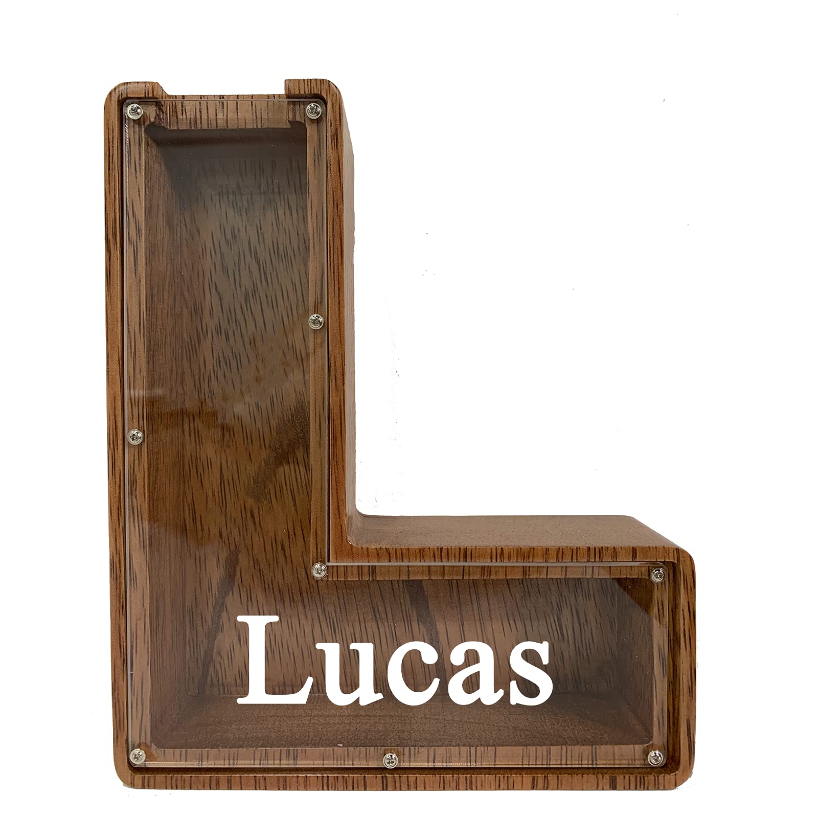 Personalized Large Wooden Kids Letter Piggy Bank - (Laser Engraved) Custom Piggy Bank for Boys Girls - Wooden Banks with Initials - Alphabet Money Box