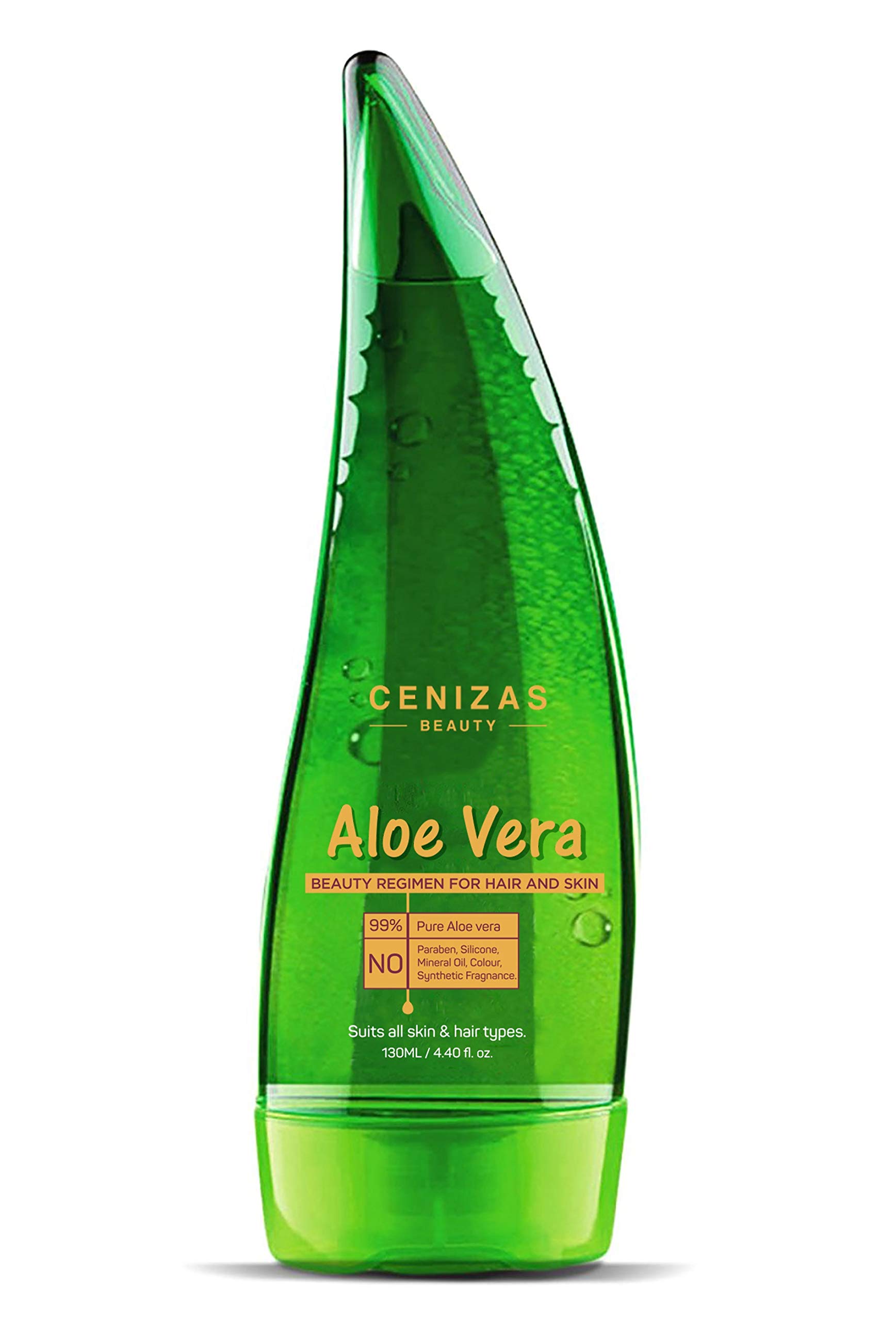 Cenizas 99% Pure Paraben Free Aloe Vera Gel for Face, Skin and Hair, 130 ml
