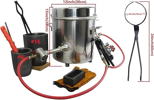 Miniatura 2 de LSMIITTH Kit de horno de fusión de metal de gas de 35.3 lbs35 libras, 2642 F  2,642.0 F forja de propano doble (cada uno 100,000 BTU) Fundición para