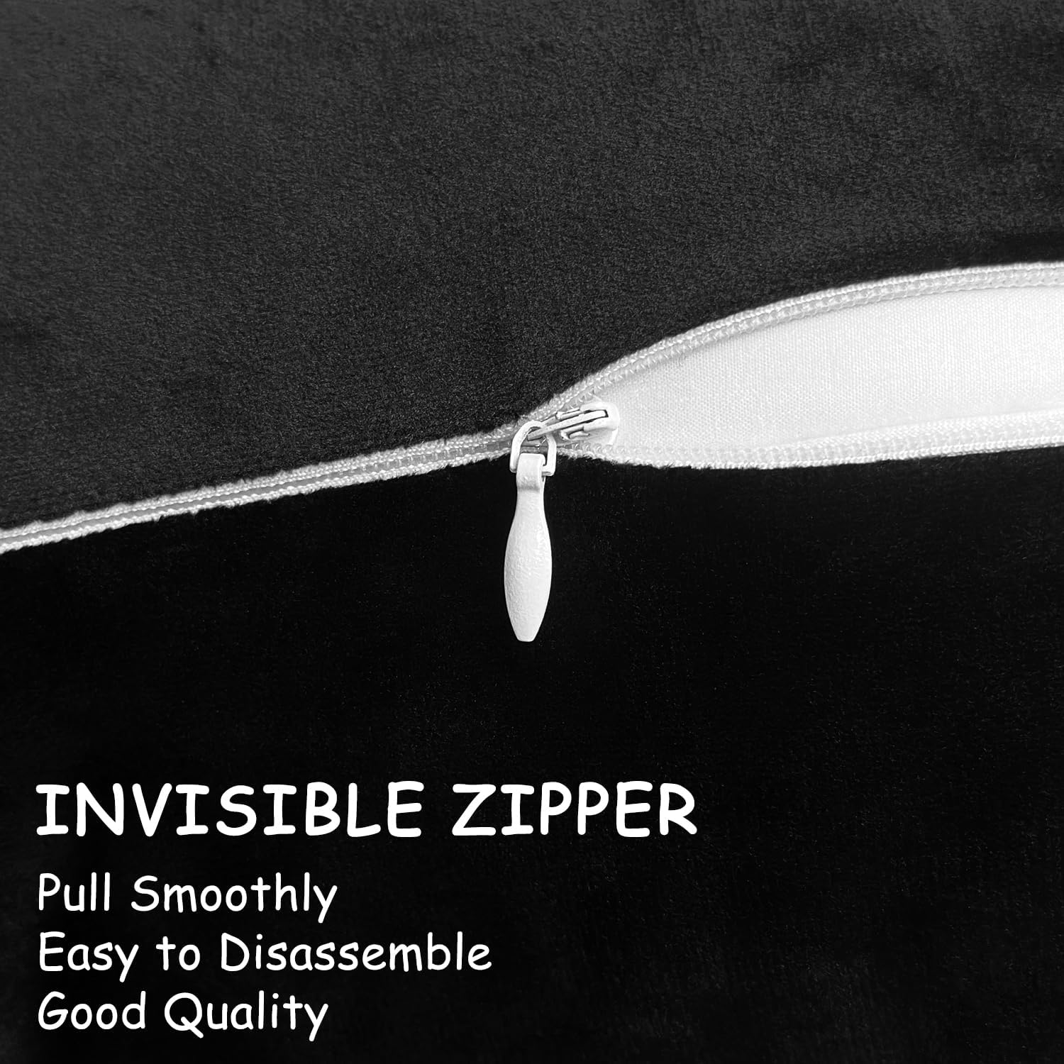 2 Pack 12x20 Pillow Cover Velvet Pillow Covers, Square Throw Pillow Covers for Living Room Decorations Throw Pillow Case, Throw Pillow Cover Cushion Cover for Sofa Bedroom Car, Black Velvet - Image 3