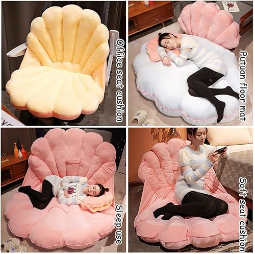 Miniatura 3 de Almohada decorativa 3D de conchas marinas con diseño de conchas marinas, almohada grande con relleno de terciopelo suave, cojín decorativo de suelo