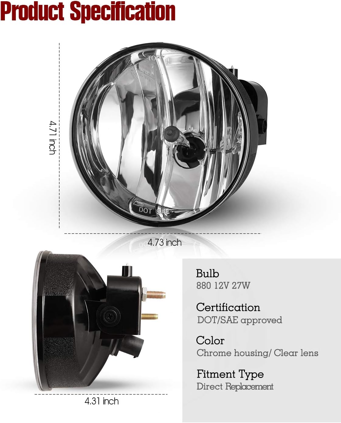 AUTOWIKI Fog Lights For 2002-2009 GMC Envoy OEM Replacement Fog Lamps 2PCS With Clear Lens