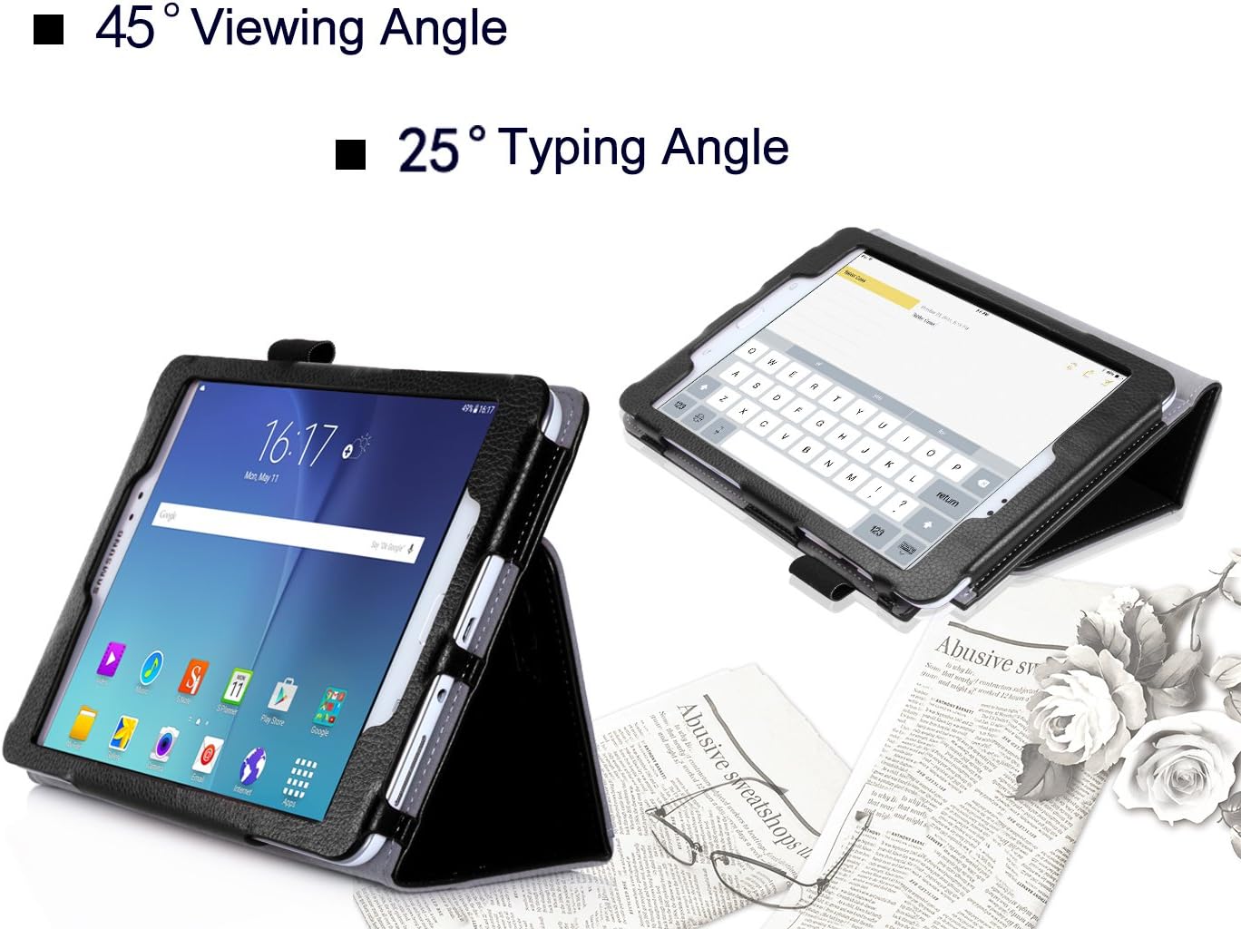FYY Case for Galaxy Tab A 8.0 - Ultra Slim Magnetic Smart Cover Case for Samsung Galaxy Tab A 8.0 (P350/T350)(2015 Released) Black