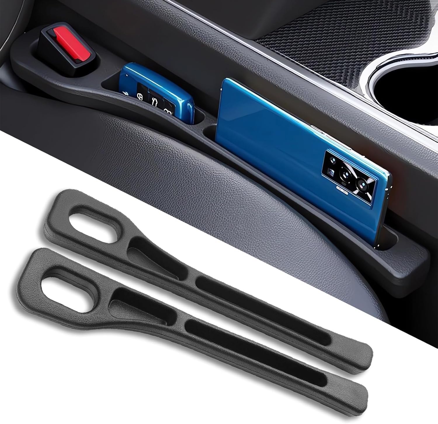 RCZHAK 2pcs Car Seat Gap Filler Organiser for Benz EQA EQB EQC EQE EQE SUV EQS EQS SUV EQV, Auto Gap Leak Proof Filling Strip Console Side Organiser Catcher,A Black
