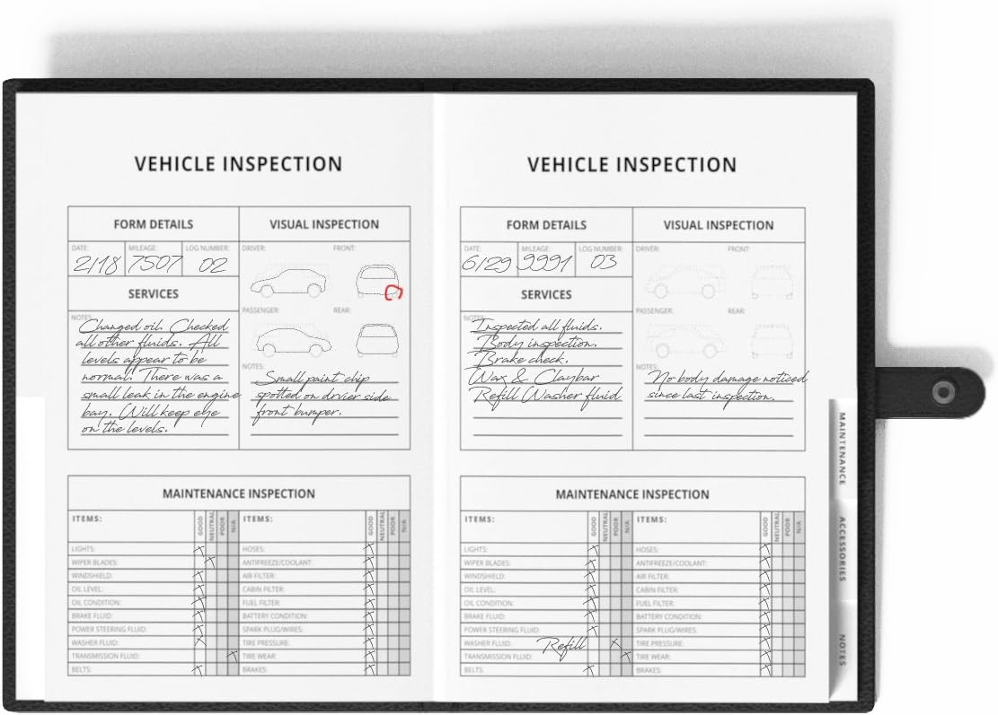 Vehicle Maintenance & Fuel Log Book - Automotive and Car Care Record Journal - Faux Leather Notebook for Gas Receipt, Expenses, Mileage, Automobile Service History - Budget Tracker for Car Owners
