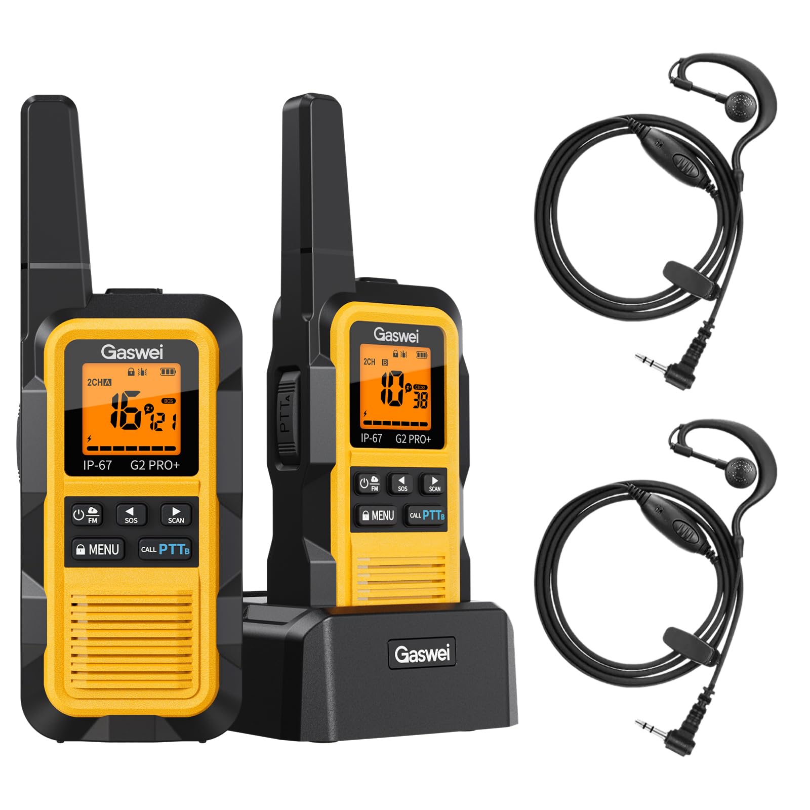 Gaswei G2Pro Walkie-Talkies Profesionales, 2 Unidades - IP67 Impermeable y Flotante, Largo Alcance, SOS, Radio FM, Color Amarillo​ — view 10