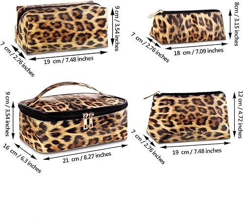 Miniatura 4 de Bolsa de maquillaje con estampado de leopardo, bolsa de cosméticos de viaje, bolsa de maquillaje portátil, organizador de brochas, bolso para mujer,