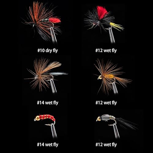 Miniatura 2 de Goture Kit de moscas de pesca con mosca, 25 piezas30 piezas100 señuelos de pesca con mosca, moscas secas, moscas húmedas, serpentinas, ninfas,