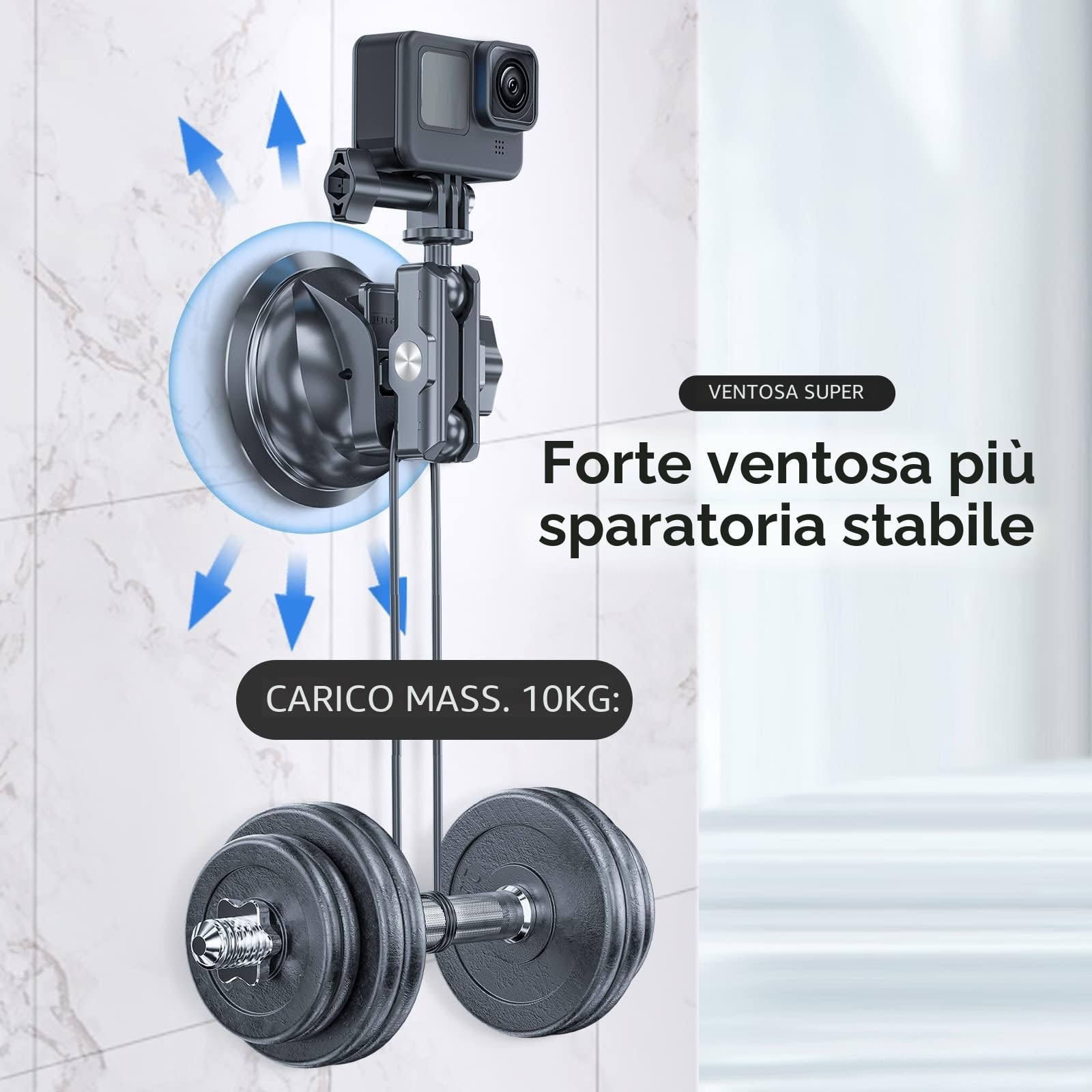 TELESIN Supporto a Ventosa per Action Cam, Rotazione 360°
