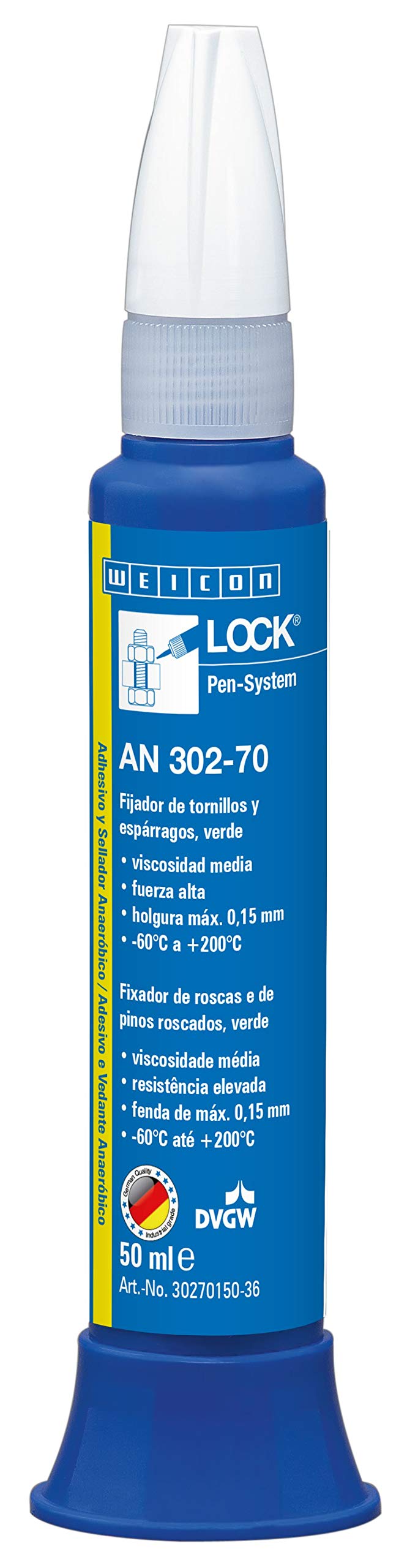 WEICONLOCK® AN 302-70 | 50 ml | Fijación de Tornillos y Pernos | Certificado para Agua Potable