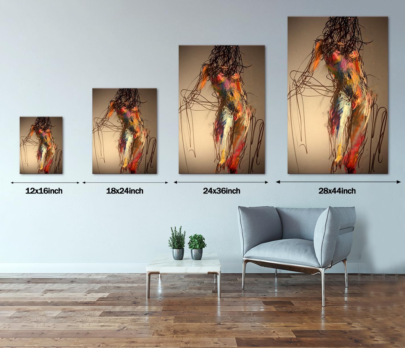 Yatsen Bridge Abstract Nude Modern Sexy Lady Painting on Canvas Wall Art Home Decor for Living Room Bedroom Hotel Bar, Framed Ready to Hang 12''x16''