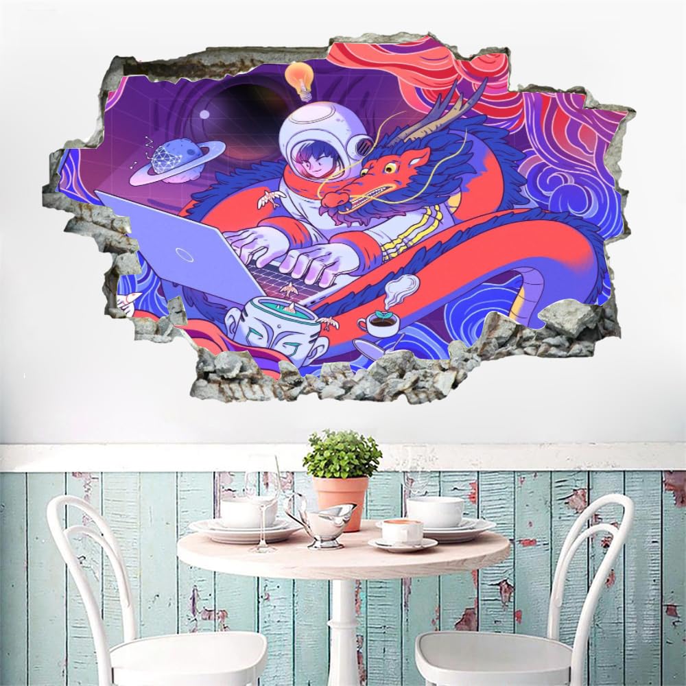 Adesivi decorativi da parete 3D Adesivi murali arte cartone animato da parete fracassate 3D Arte astratta da parete Famiglia per Camera da letto Soggiorno Asilo nido Decorazioni da parete per la casa