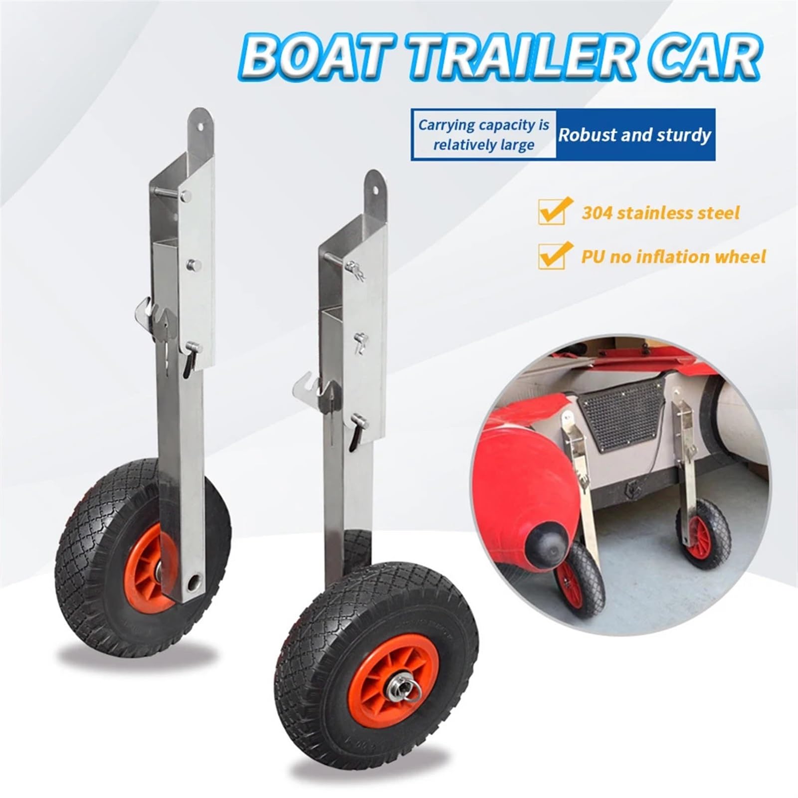 Schlauchboot Räder Boots-Slip-Rad for aufblasbares Boot, Verstellbarer Boots-Slip-Slip-Dolly mit Nicht aufblasbarem PU-Vollrad