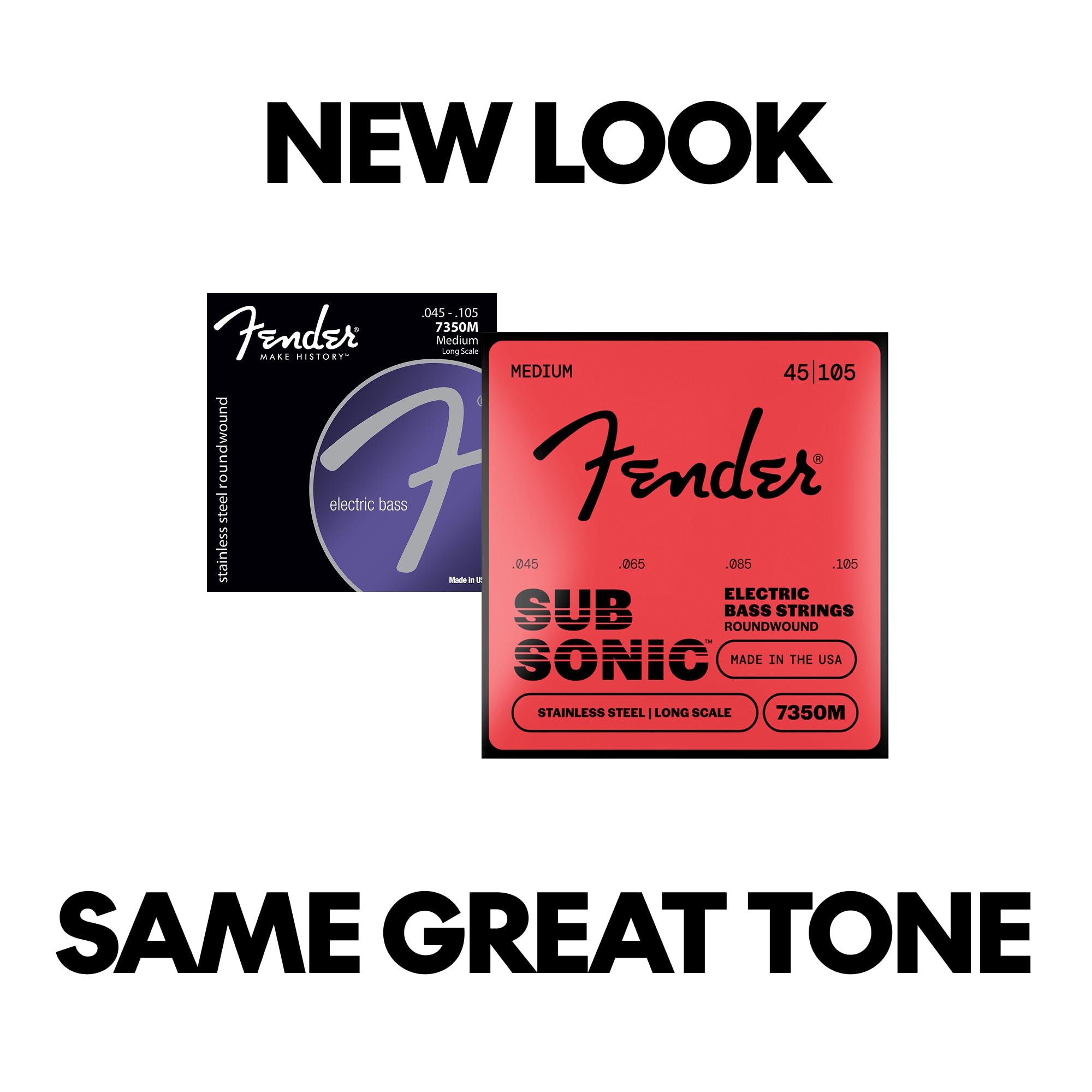 Fender accessori in acciaio nichelato Roundwound Bass Strings 3 45-105 7350 Stainless Steel