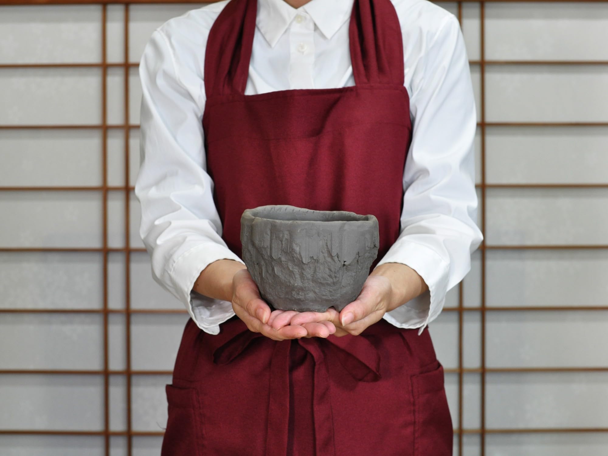 Amazon.co.jp: 盆栽妙【万古焼】 ウ泥 4号 岩鉢 幅12cm×高さ9cm 盆栽鉢