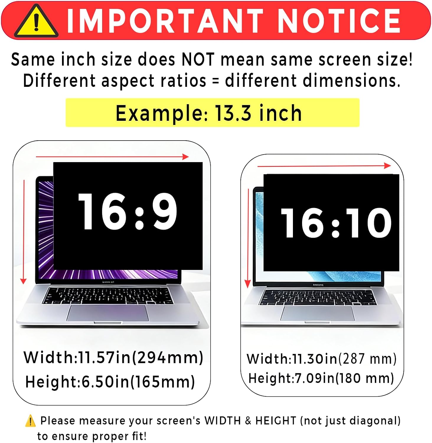 12.1 Inch 16:10 Laptop Privacy Screen, Magnetic Privacy Filter, Removable Anti-Spy Screen Protector, Universal Computer Privacy Shield for 12" Laptops, Compatible with Dell, HP, Lenovo, Asus (Universal 12.1” (16:10) – 10.28” × 6.50”)