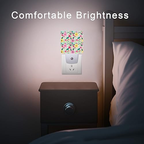 Vista 7 de Luz Nocturna de Flores Retro, Luces Nocturnas Retro Rústicas de Primavera Enchufables en la Pared con Sensores de Luz de Amanecer a Atardecer 0.5W