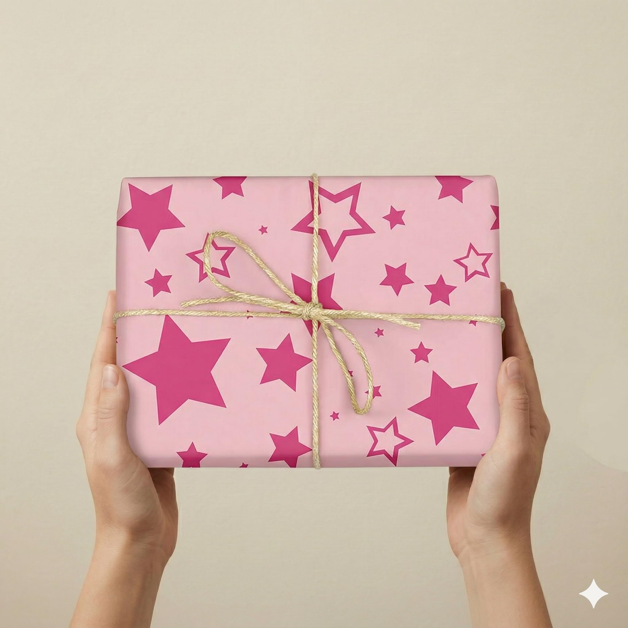 Pink Star Geschenkpapierrolle, 62 cm x 80 m, groß, strapazierfähig, für Geburtstage, Babypartys, Hochzeiten, Geschäfte und gewerbliche Aktivitäten FP Fiesta Paper