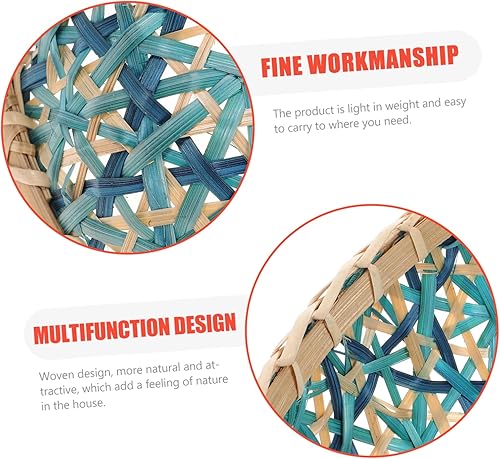 Miniatura 5 de Yardwe Cesta tejida de bambú, bandeja para verduras, decoración de escritorio, cestas de pared de mimbre de ratán, bandeja de almacenamiento de